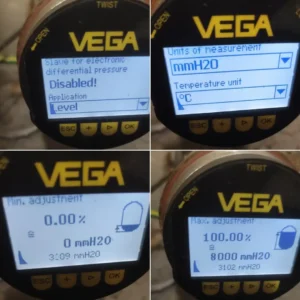 VEGA differential pressure sensor configuration and level unit setup - SAIG Marine